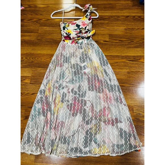 PatBO Hibiscus Neutral floral-print one-shoulder Sundress NWT SZ 4 - Picture 8 of 14